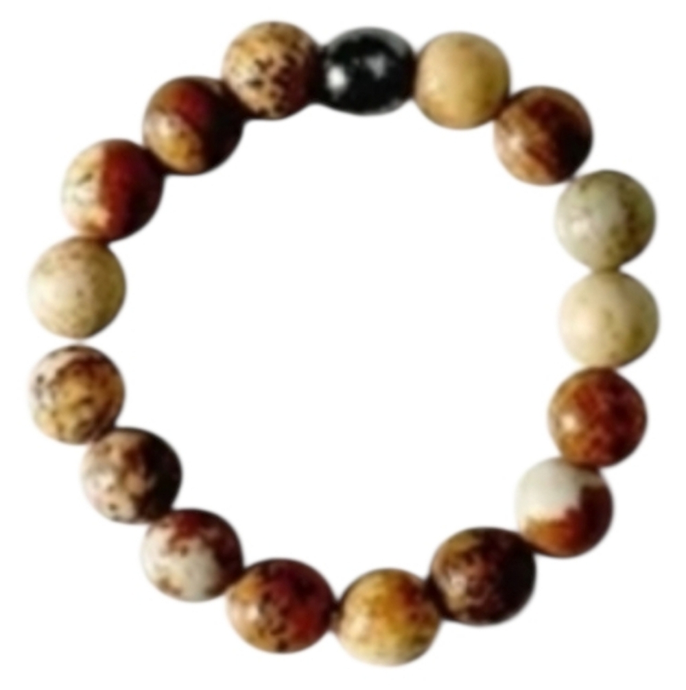 💥4 for $20💥Picture Jasper Stone Beaded Stretch Ring 4 mm